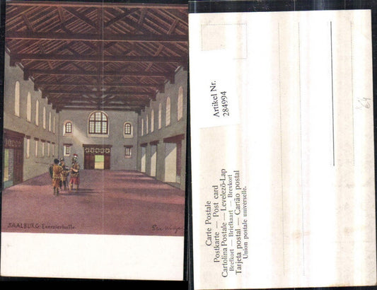 284994,Künstler AK Peter Woltze Saalburg b. Bad Homburg Exerzierhalle Innenansicht