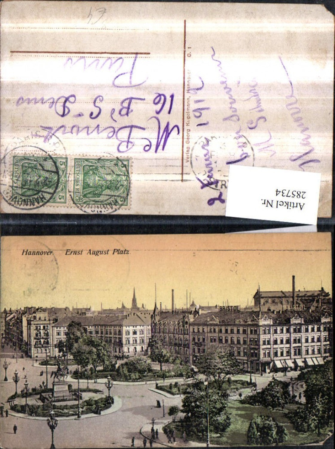 285734,Hannover Ernst August-Platz Denkmal Hotel Bristol