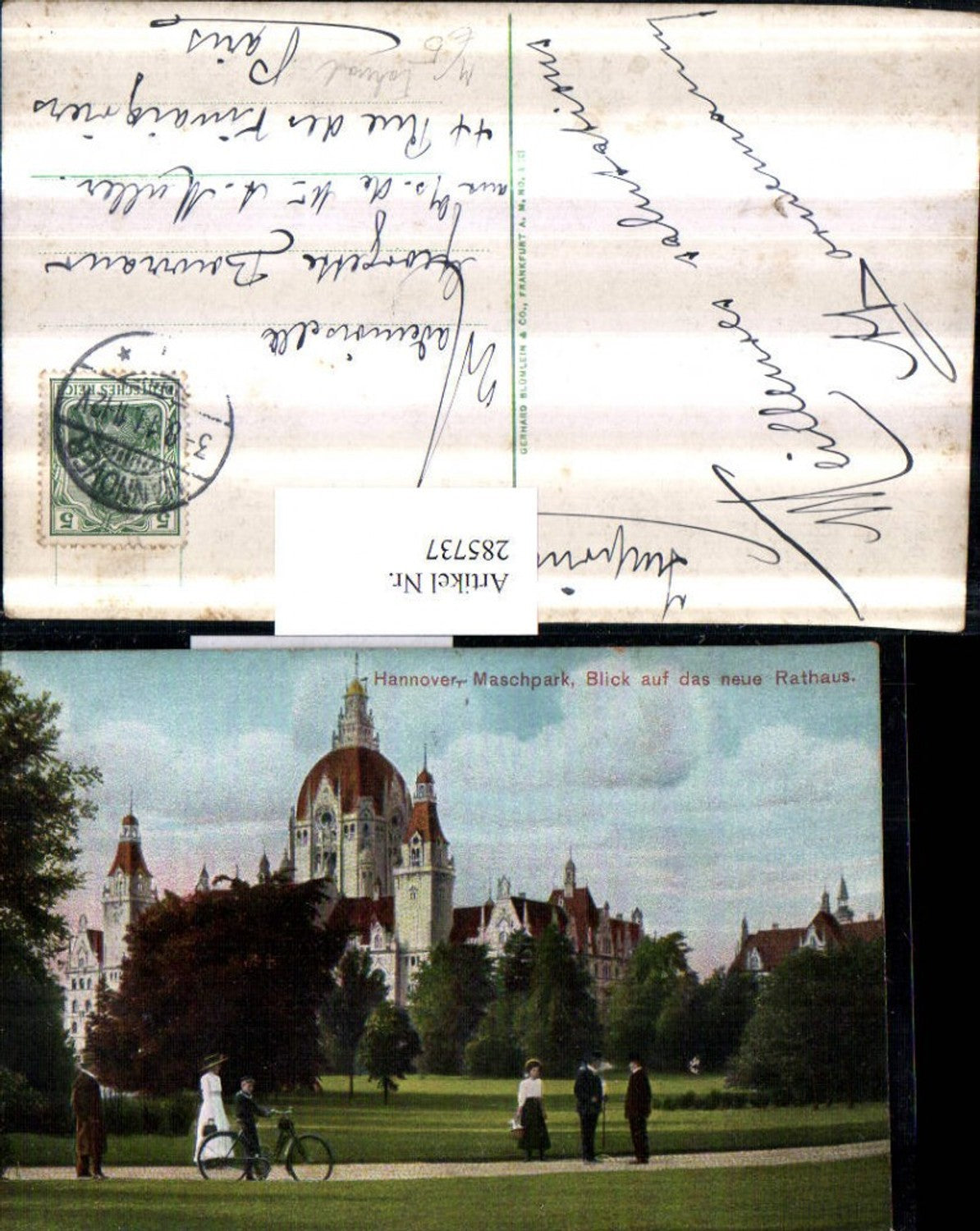 285737,Hannover Maschpark Blick auf Rathaus Fahrrad