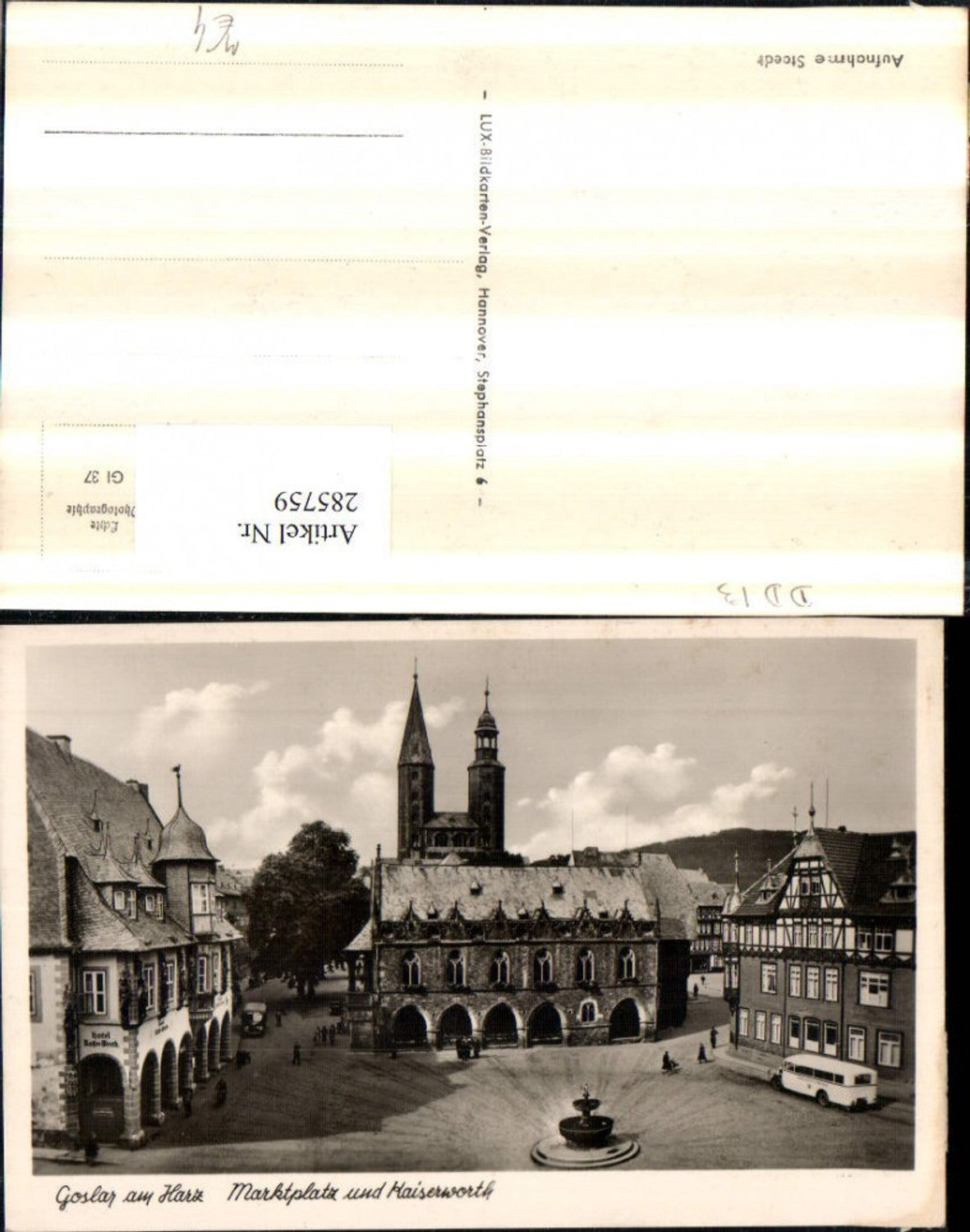 285759,Goslar am Harz Marktplatz u. Kaiserworth Brunnen Hotel Autobus Bus