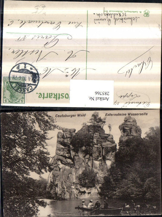 285766,Teutoburger Wald Externsteine b. Horn-Bad Meinberg Wasserseite Felsen Ruderboot