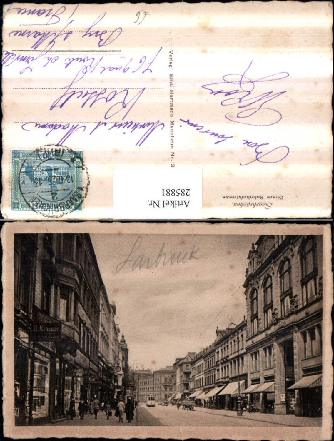 285881,Saarbrücken Obere Bahnhofstraße Straßenansicht Geschäfte