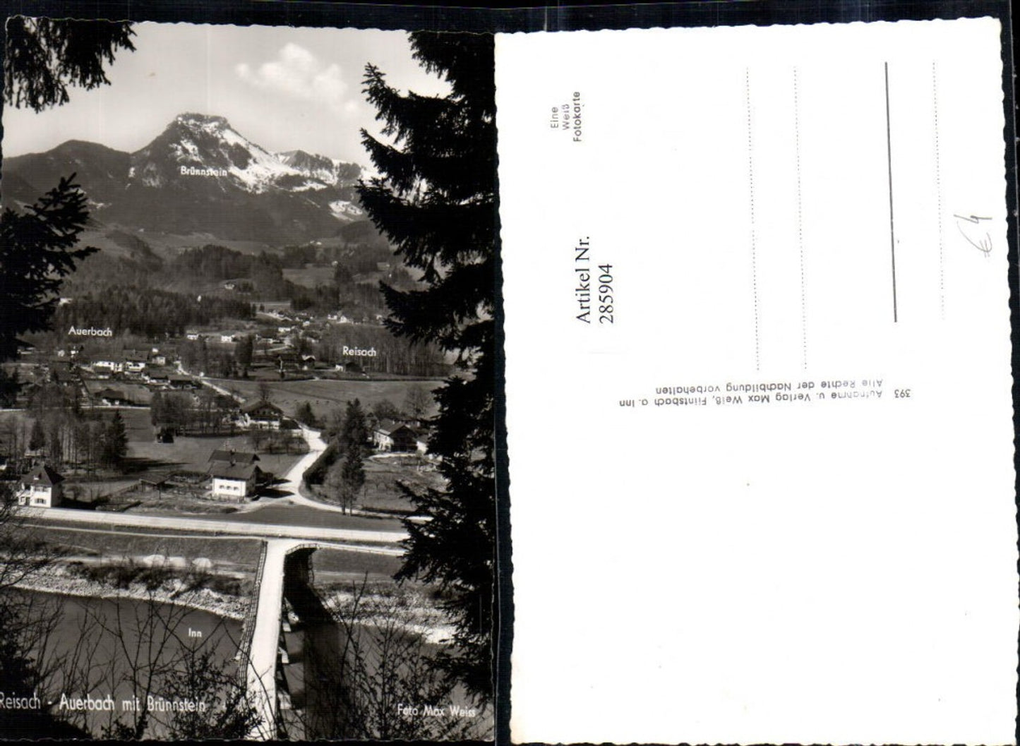 285904,Reisach Auerbach m. Brünnstein Brücke Bergkulisse