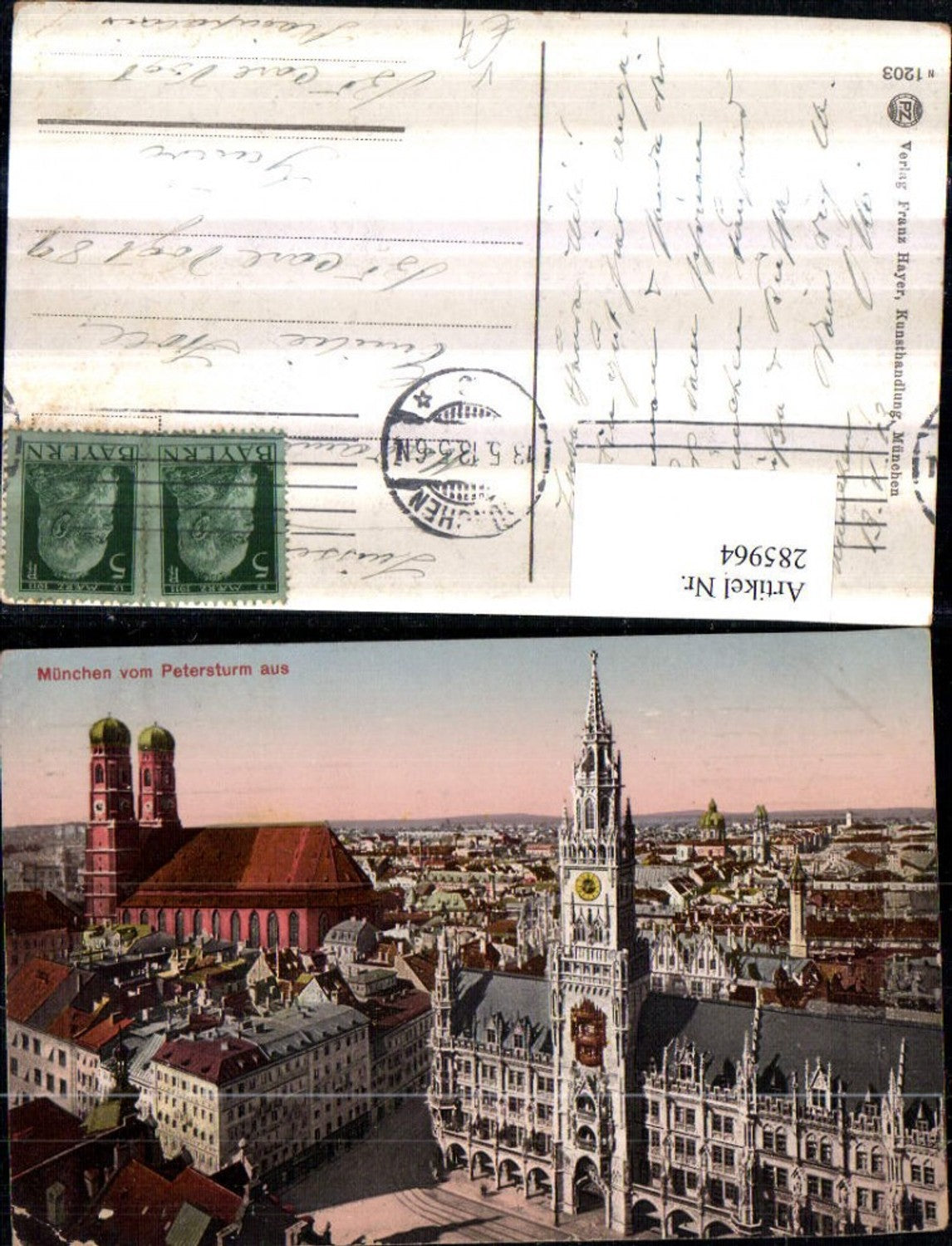285964,München Teilansicht vom Petersturm Rathaus Frauenkirche pub Franz Hayer 1203