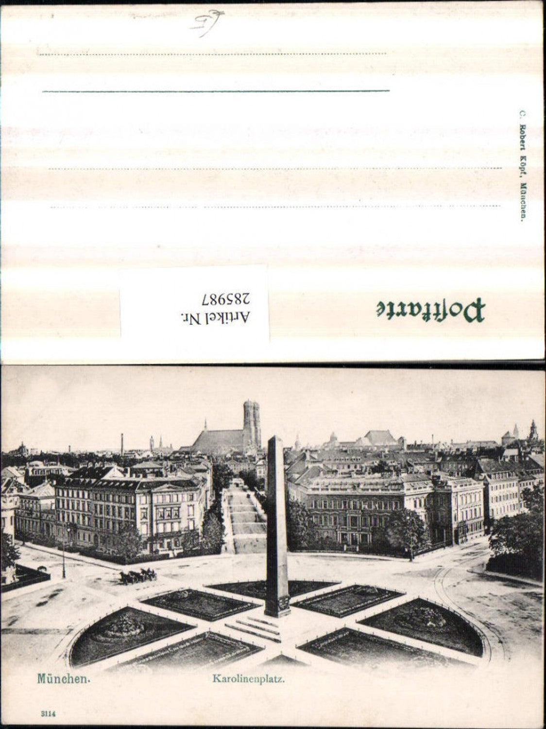 285987,München Karolinenplatz Obelisk Frauenkirche