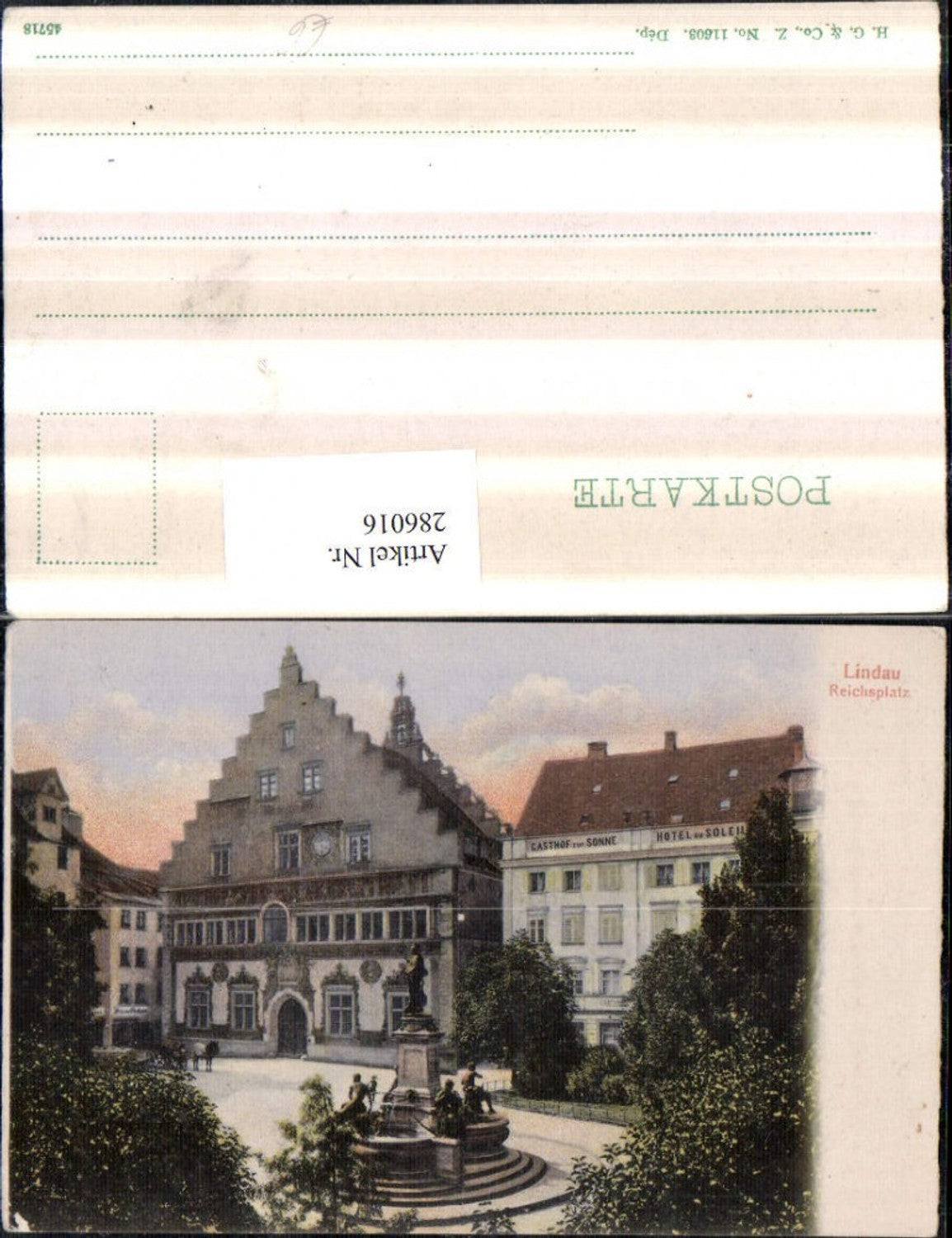 286016, Lindau on Lake Constance, Reichsplatz, Town Hall, Fountain, Gasthof zur Sonne