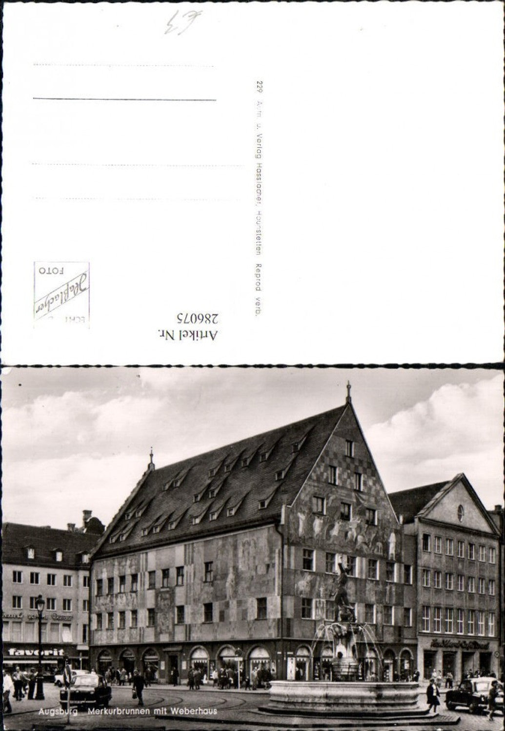 286075,Augsburg Merkurbrunnen m. Weberhaus Brunnen