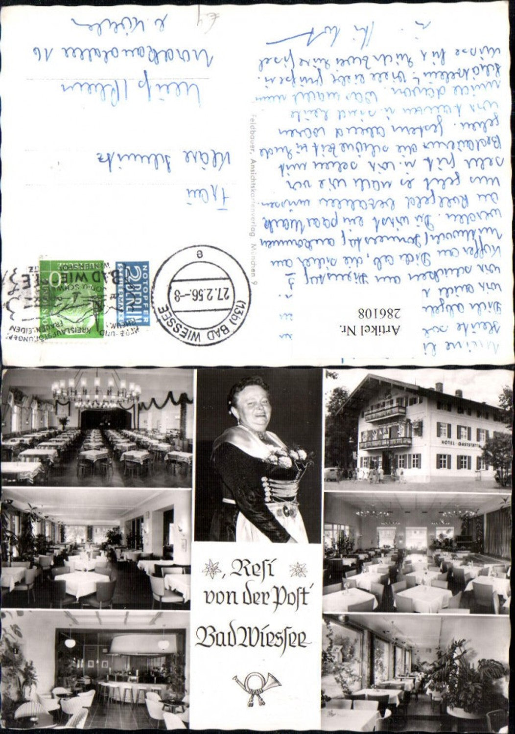 286108,Bad Wiessee Resi Frau in Tracht Portrait Hotel Mehrbildkarte