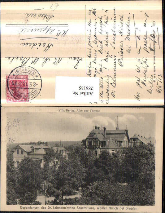 286185,Villa Bertha Alke u. Therese Dependance d. Dr. Lahmann'schen Sanatoriums Weißer Hirsch b. Dresden