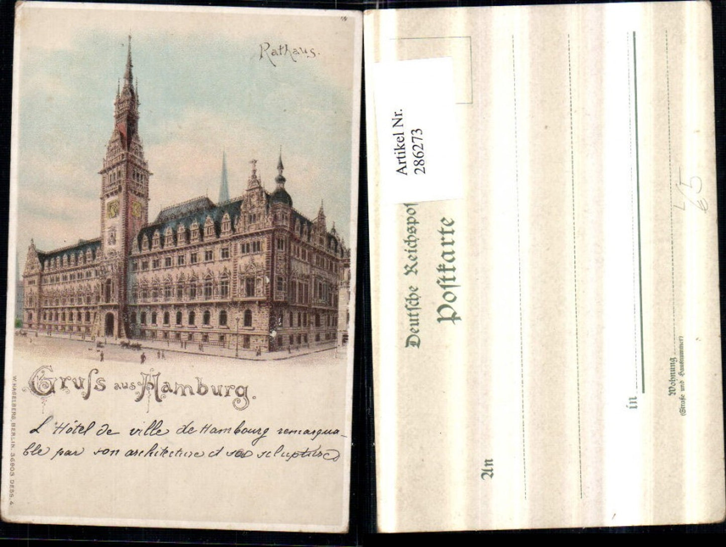 286273,Litho AK Gruß aus Hamburg Rathaus