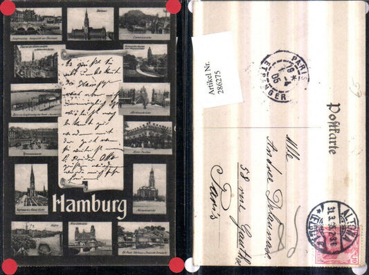 286275,Hamburg Rathaus Alster Pavillon Hafen Elbbrücke Jungfernstieg Mehrbildkarte