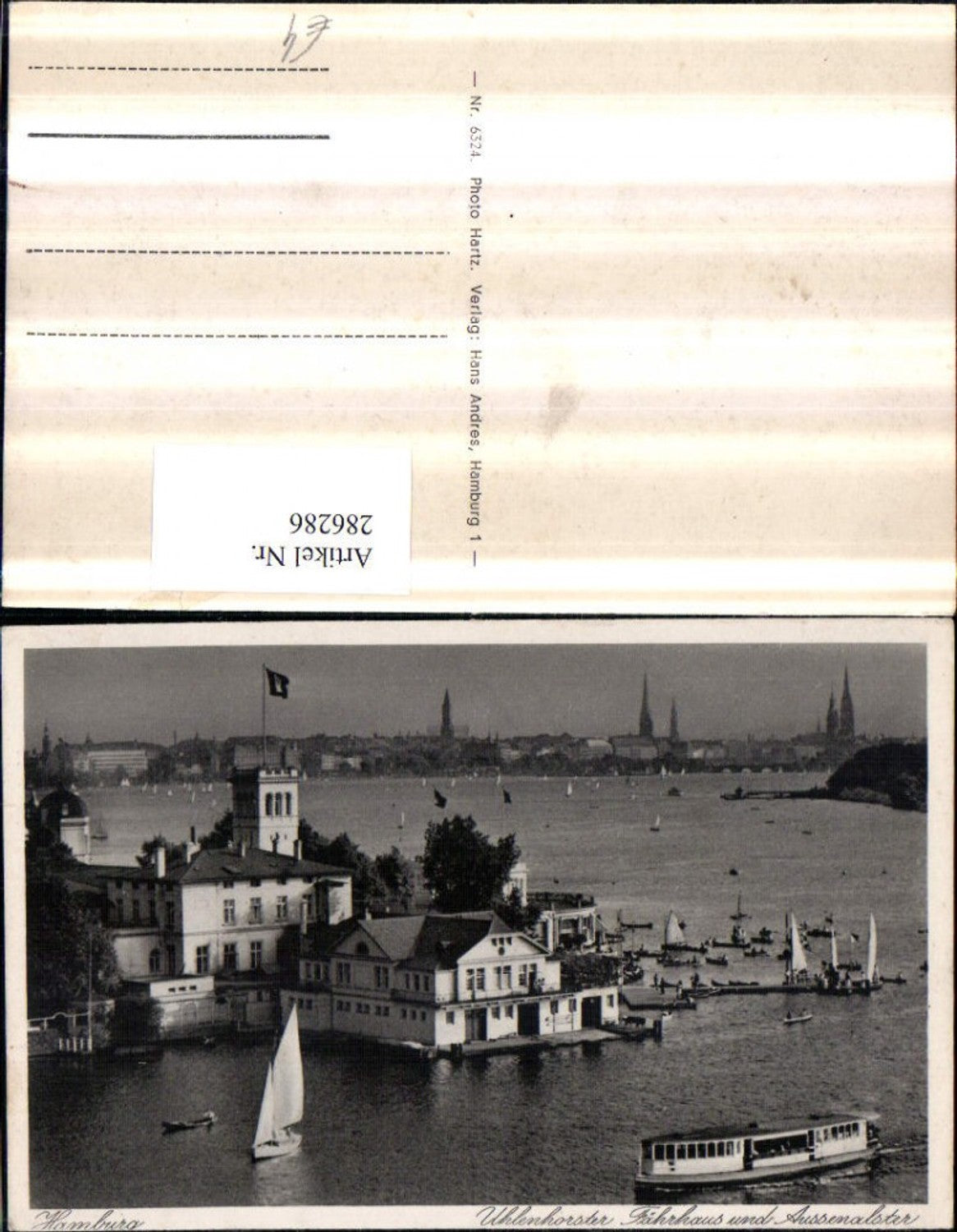286286,Hamburg Uhlenhorster Fährhaus u. Außenalster Boot Segelboote