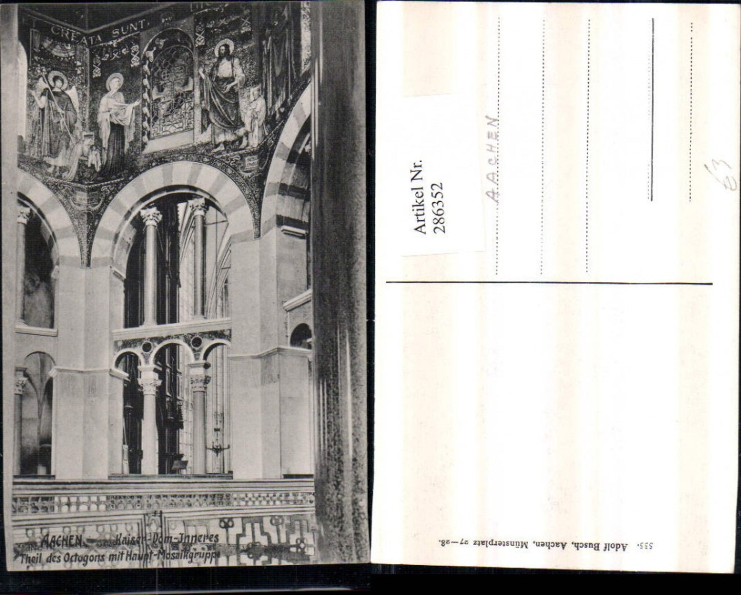 286352,Aachen Kaiser-Dom Innenansicht Teil des Octogons m. Haupt-Mosaikgruppe