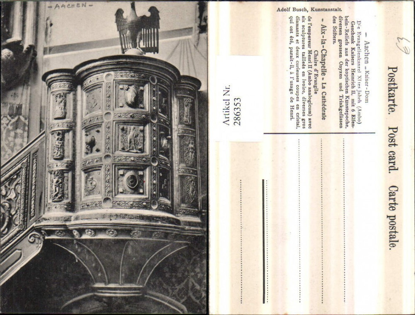 286353,Aachen Kaiser-Dom Evangelienkanzel Kanzel