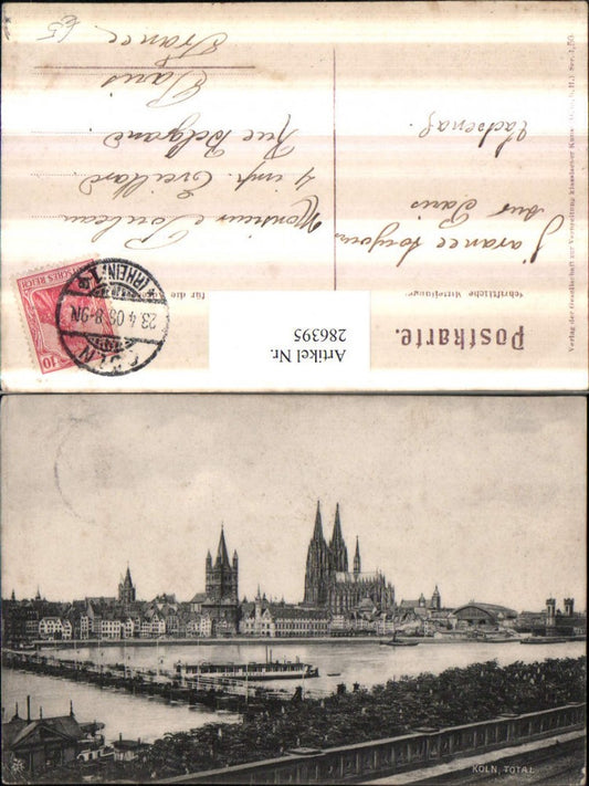 286395,Köln am Rhein Teilansicht Boot Schiff Badeanstalt