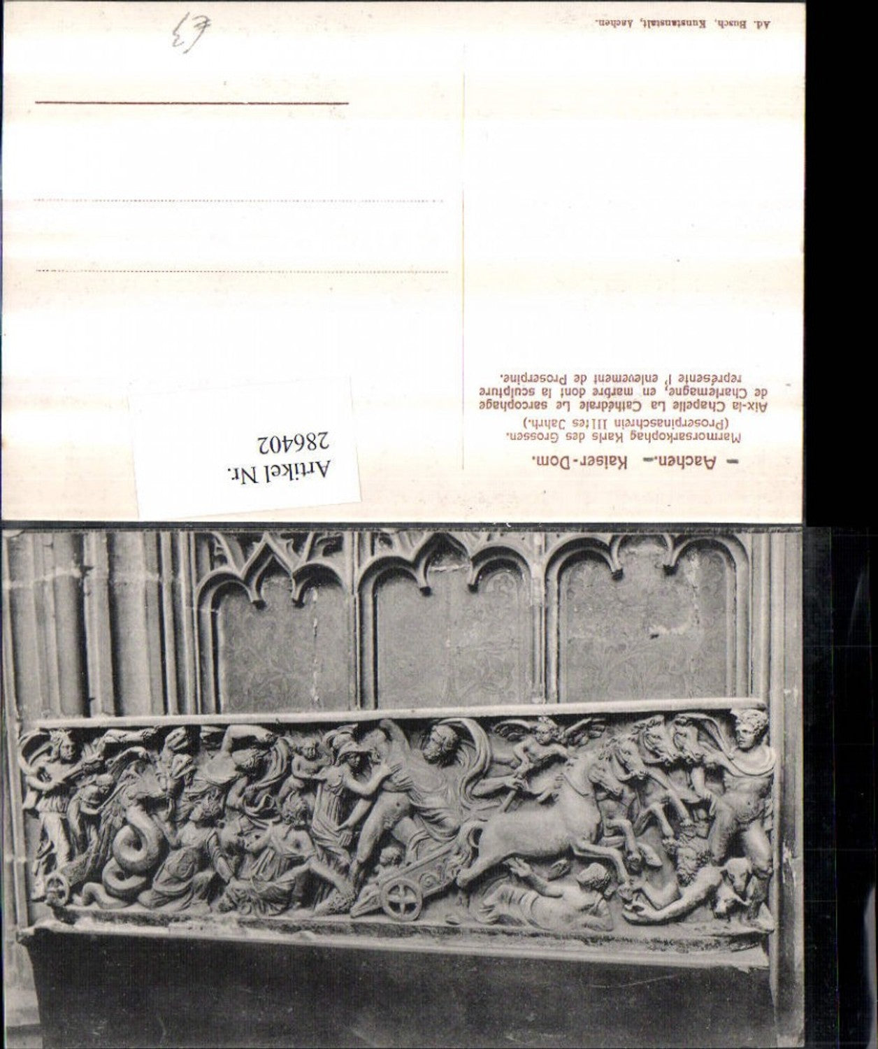 286402,Aachen Kaiser-Dom Marmorsarkophag Karl es Großen Detailansicht