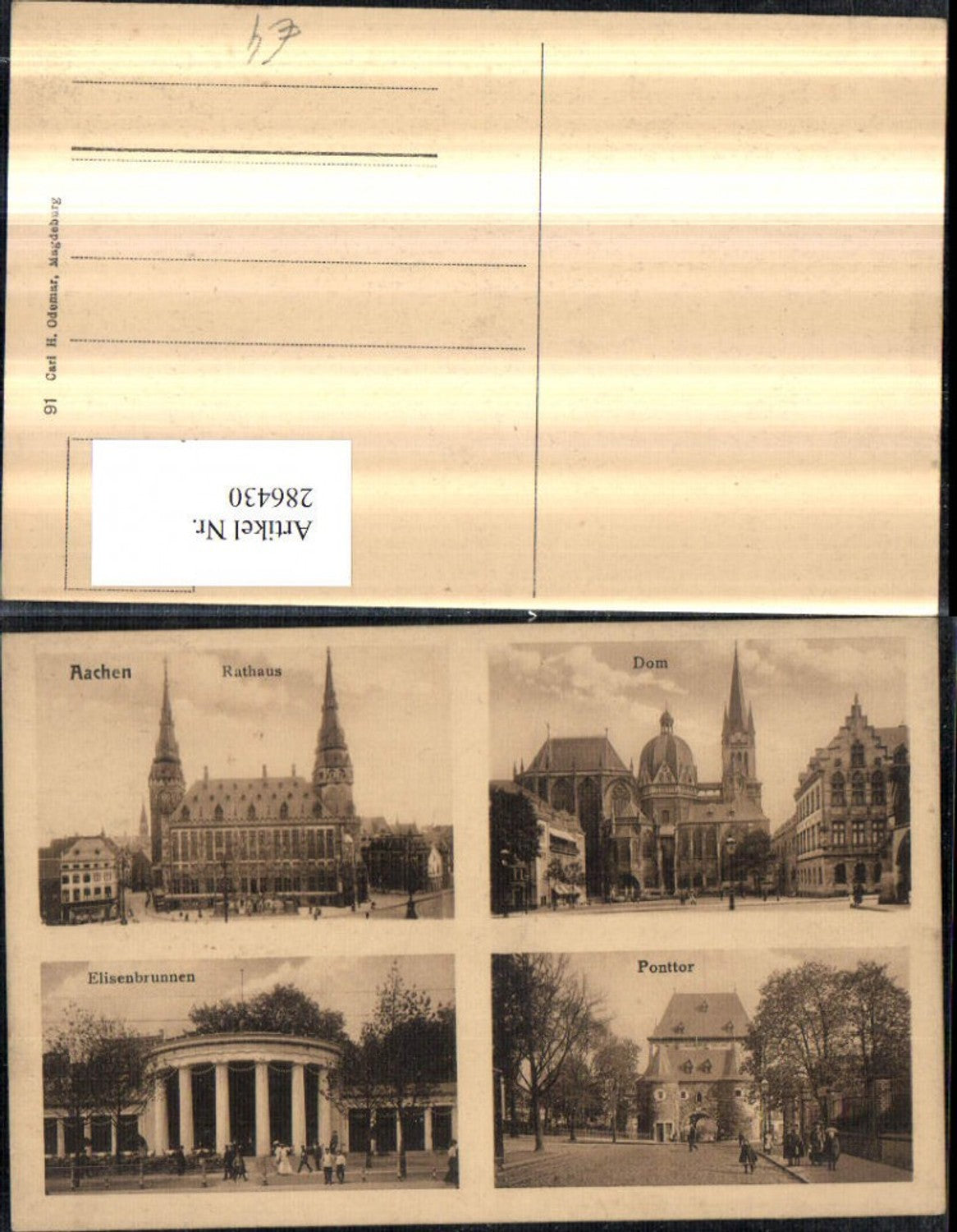 286430,Aachen Rathaus Dom Ponttor Elisenbrunnen Straßenansicht Mehrbildkarte