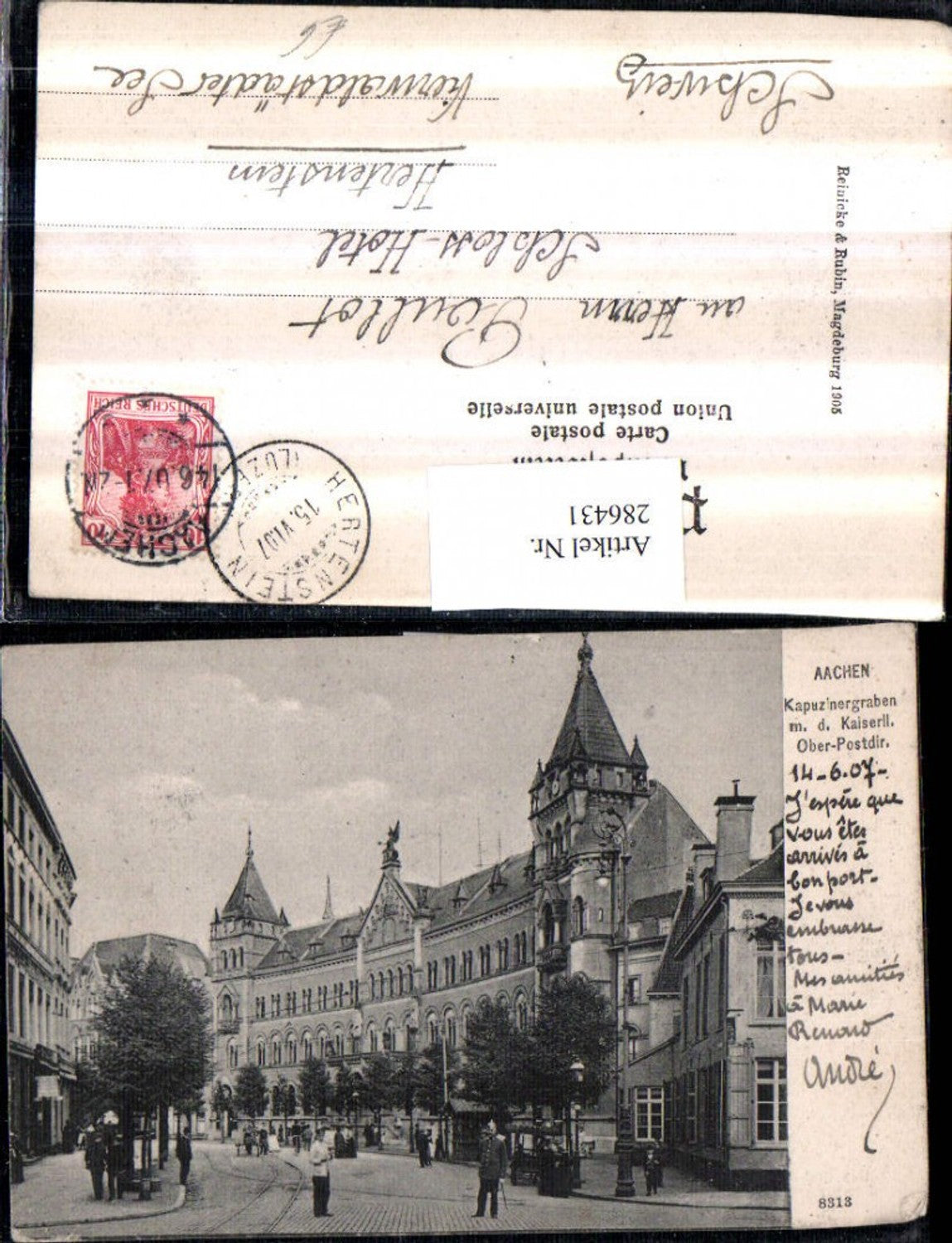 286431,Aachen Kapuzinergraben m. d. Ober-Postdirektion Straßenansicht