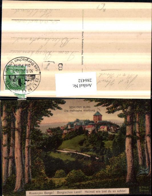 286432,Künstler AK K. Fried Bergisches Land Schloss Burg Wupper