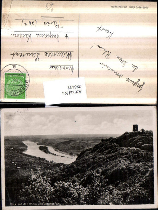 286437,Blick auf d. Rhein u. Drachenfels b. Königswinter