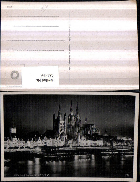 286439,Köln am Rhein Teilansicht b. Nacht Scheinwerferlicht Dom