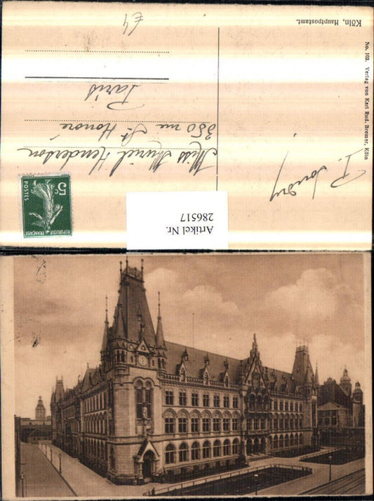 286517,Köln am Rhein Hauptpostamt Gebäude