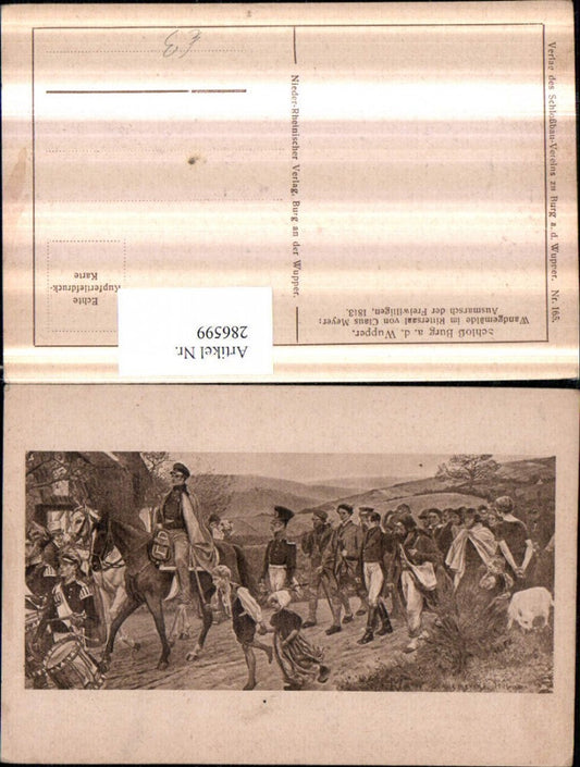 286599,Künstler AK Claus Meyer Solingen Schloss Burg an d. Wupper Wandgemälde Ausmarsch