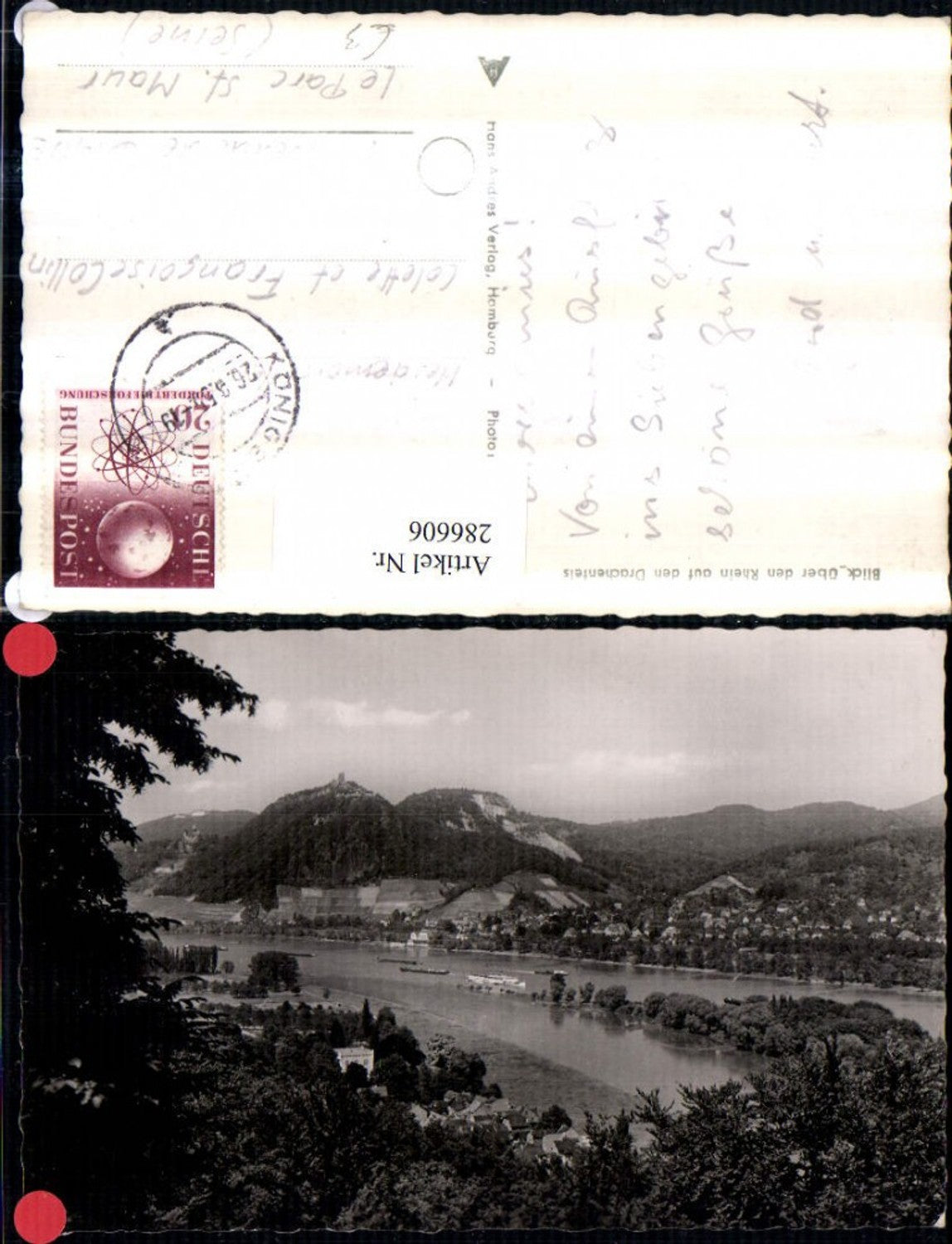 286606,Blick über d. Rhein auf den Drachenfels b. Königswinter