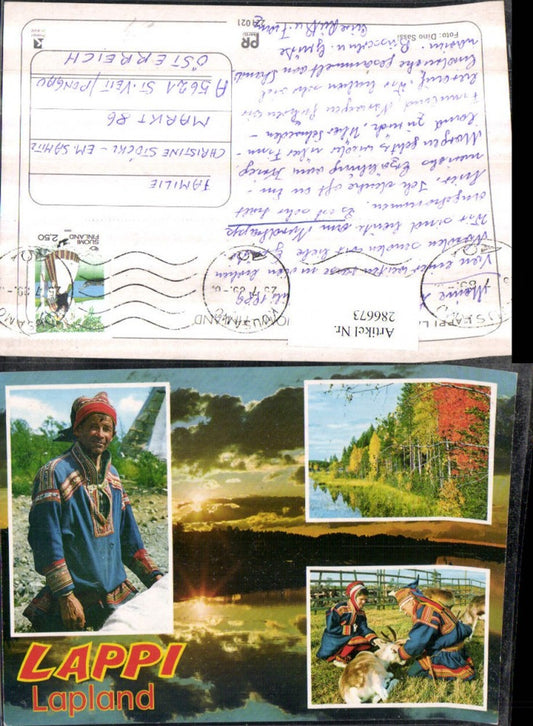 286673,Lappi Lapland Lappland Landschaft Volkstypen Rentier Mehrbildkarte