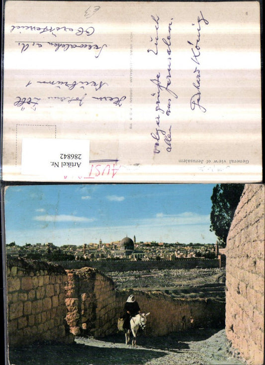 286842,Jerusalem General view Totale Wegpartie Volkstyp Kopftuch Esel