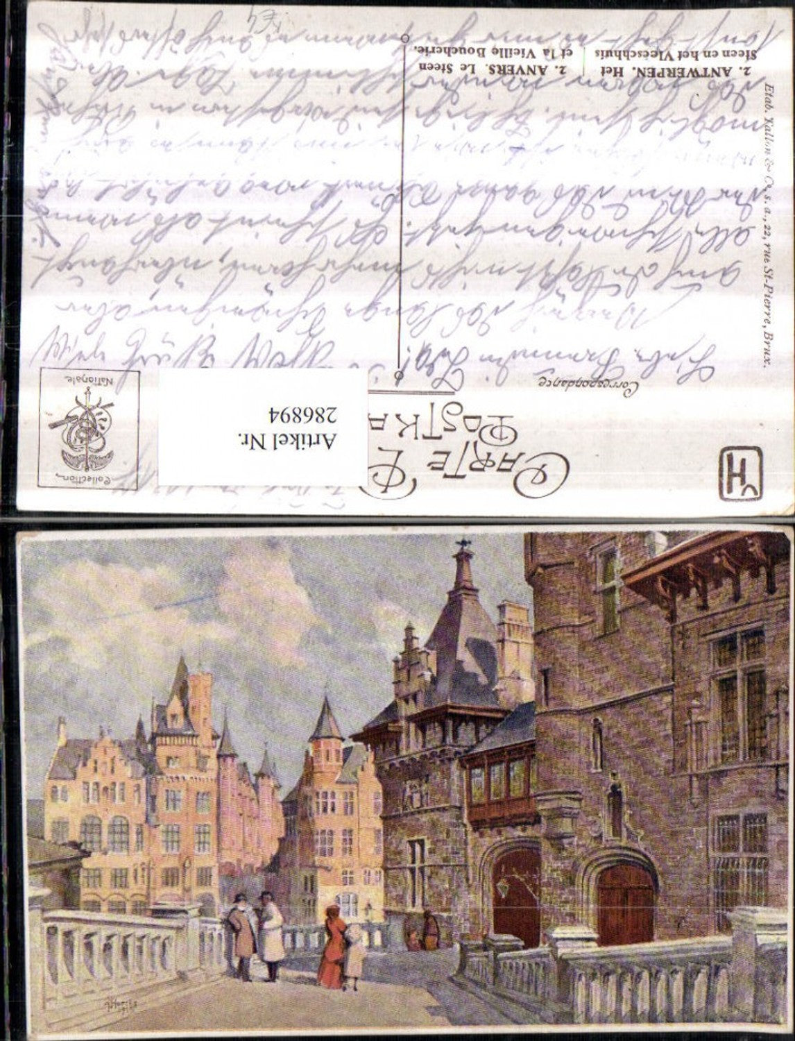 286894,Künstler AK A. Hoecke Antwerpen Anvers Het Steen en het Vleeschhuis Motiv