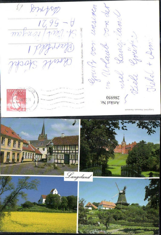 286950,Dänemark Langeland Schloss Windmühle Mühle Denkmal Mehrbildkarte