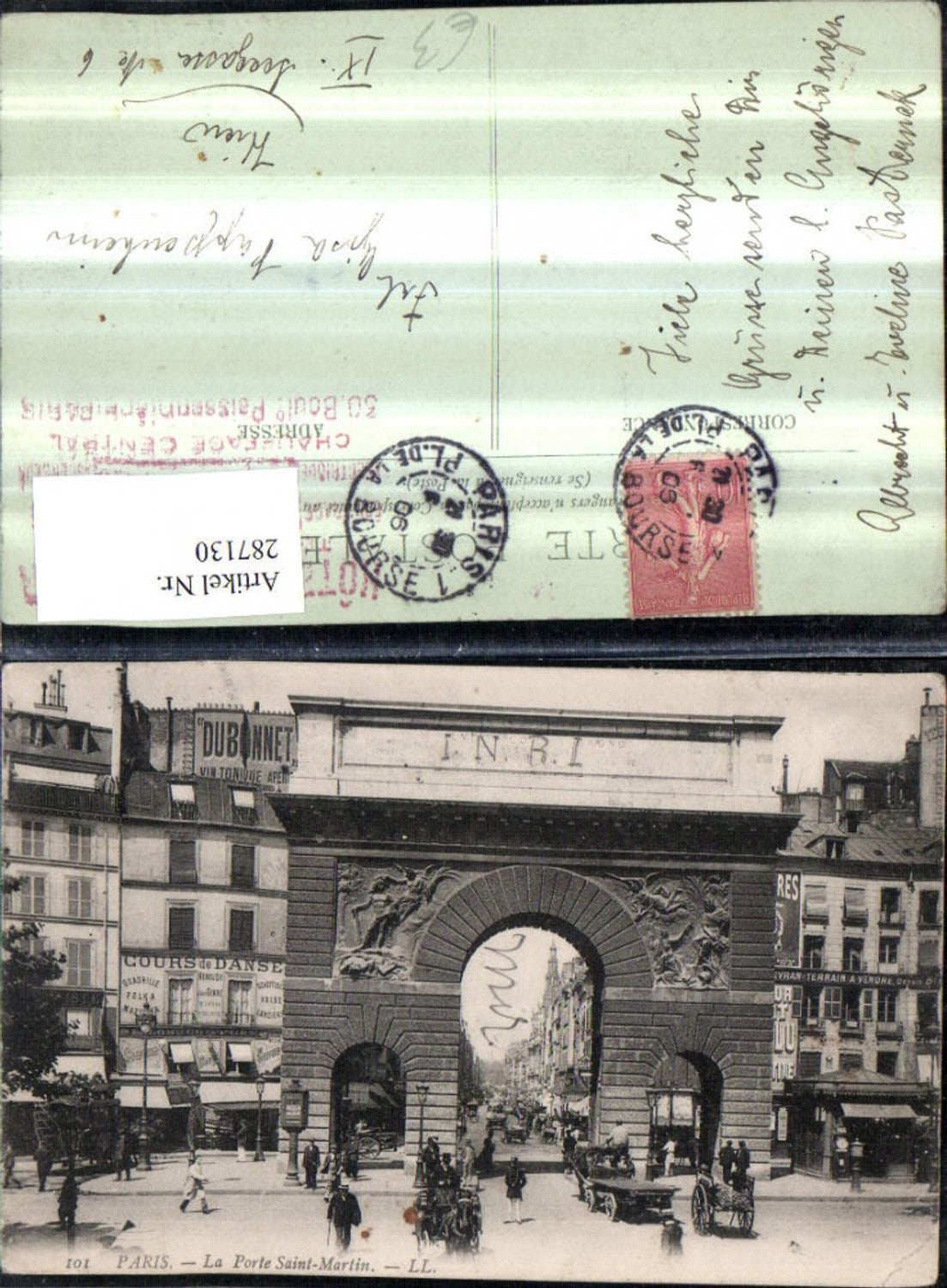 287130,Paris La Porte Saint-Martin Tor Straßenansicht Geschäfte