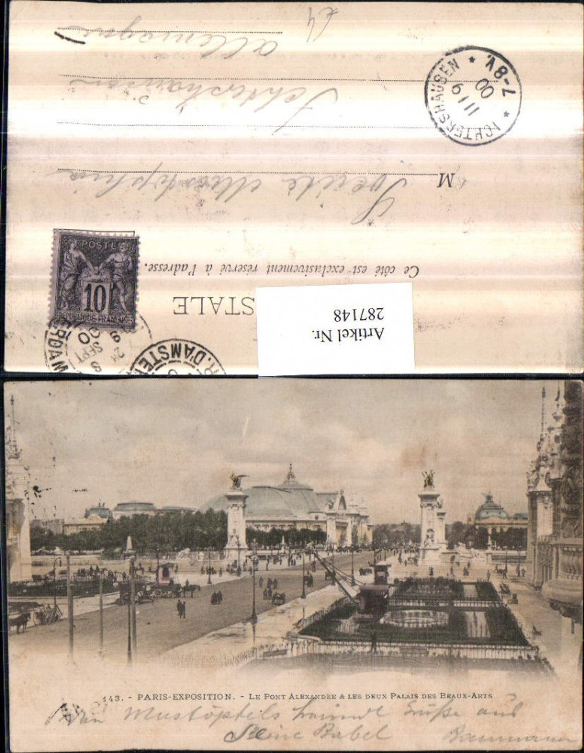 287148,Paris Exposition Le Pont Alexandre u. Les Deux Palais des Beaux-Arts