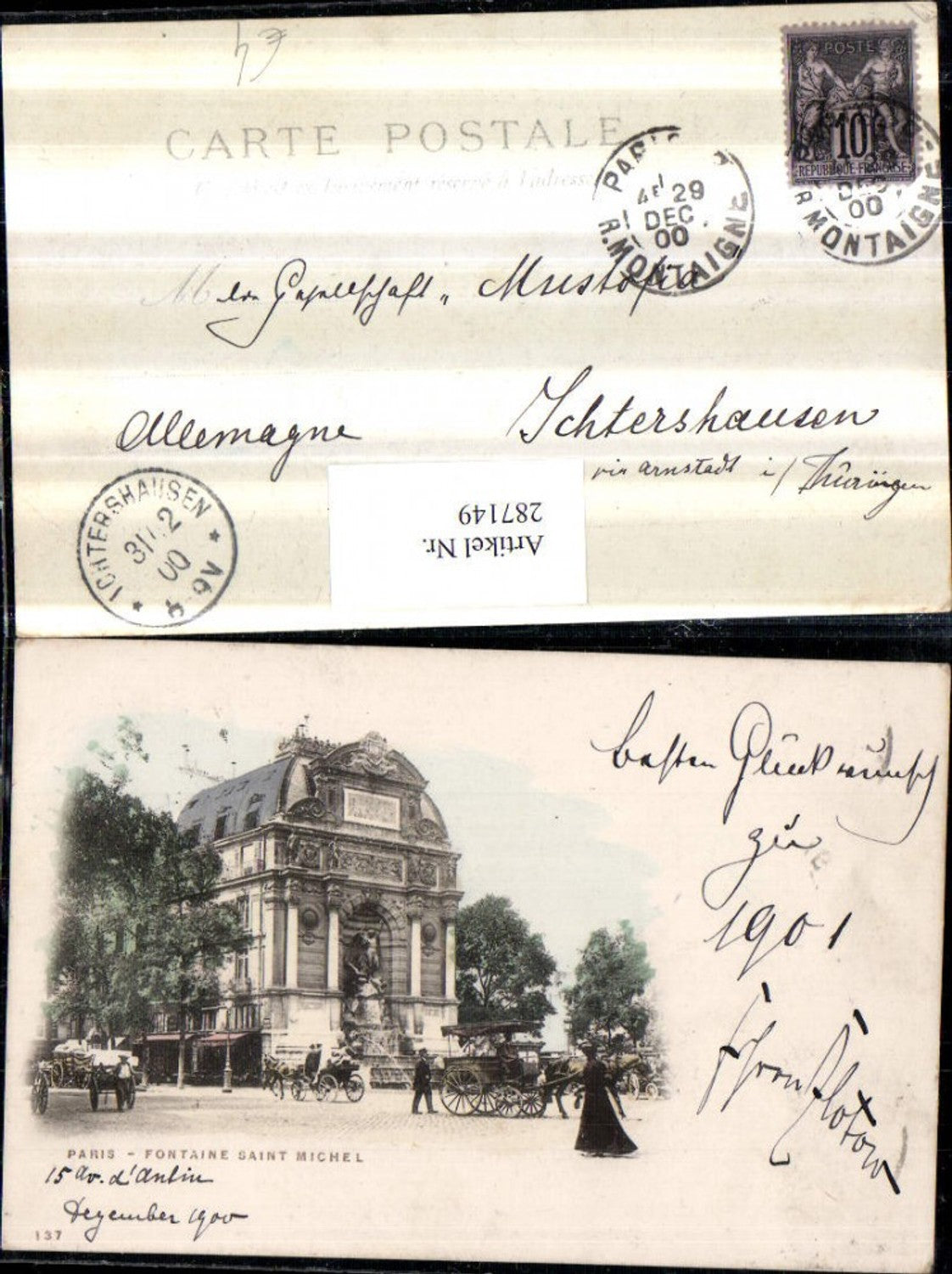 287149,Paris Fontaine Saint Michel Brunnen Kutsche