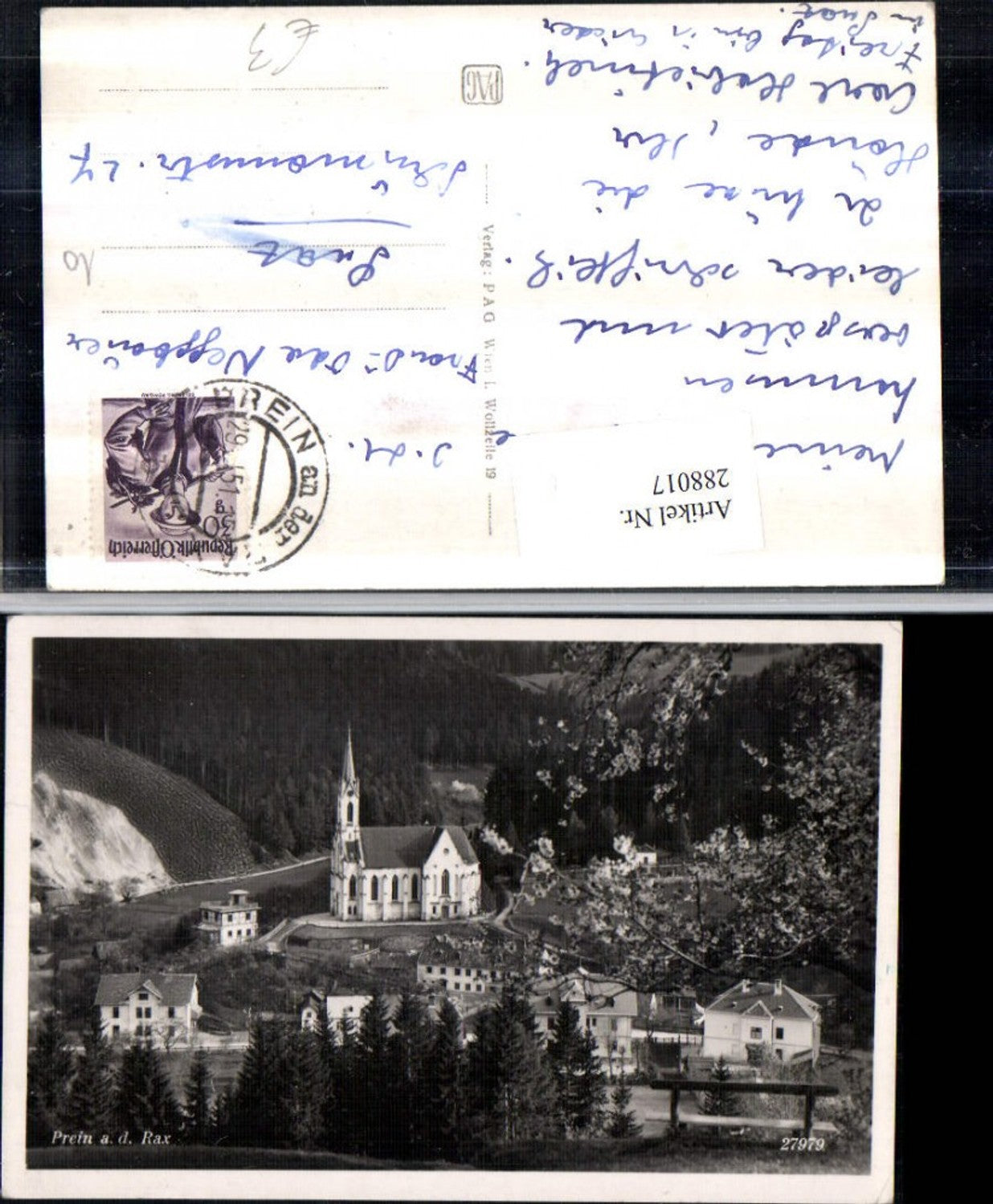 288017,Prein an d. Rax Teilansicht Kirche