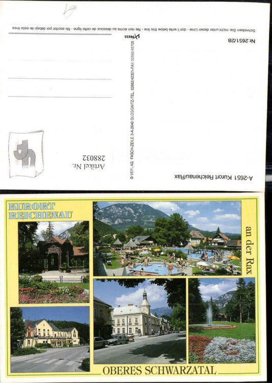 288032,Reichenau an d. Rax Freibad Springbrunnen Straßenansicht Mehrbildkarte