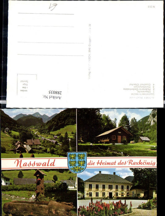288035,Nasswald Wirtshaus zum Raxkönig b. Schwarzau im Gebirge Brunnen Mehrbildkarte