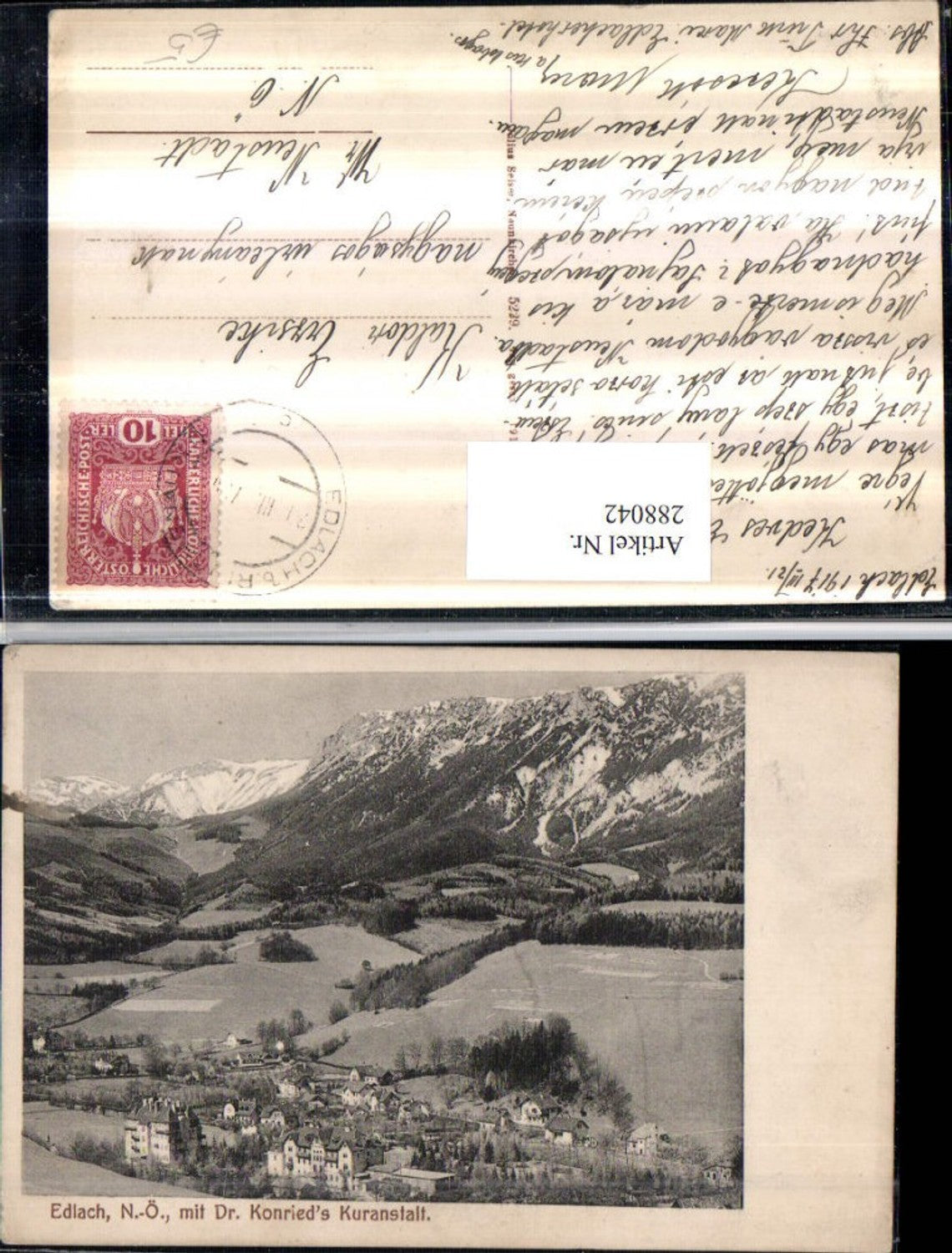 288042,Edlach Totale m. Dr. Konrieds Kuranstalt Bergkulisse