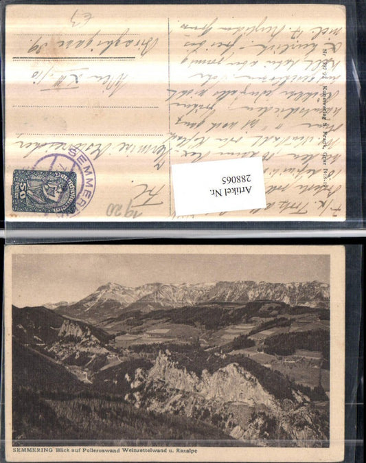 288065,Semmering Blick auf Polleroswand Weinzettelwand u. Raxalpe Bergkulisse