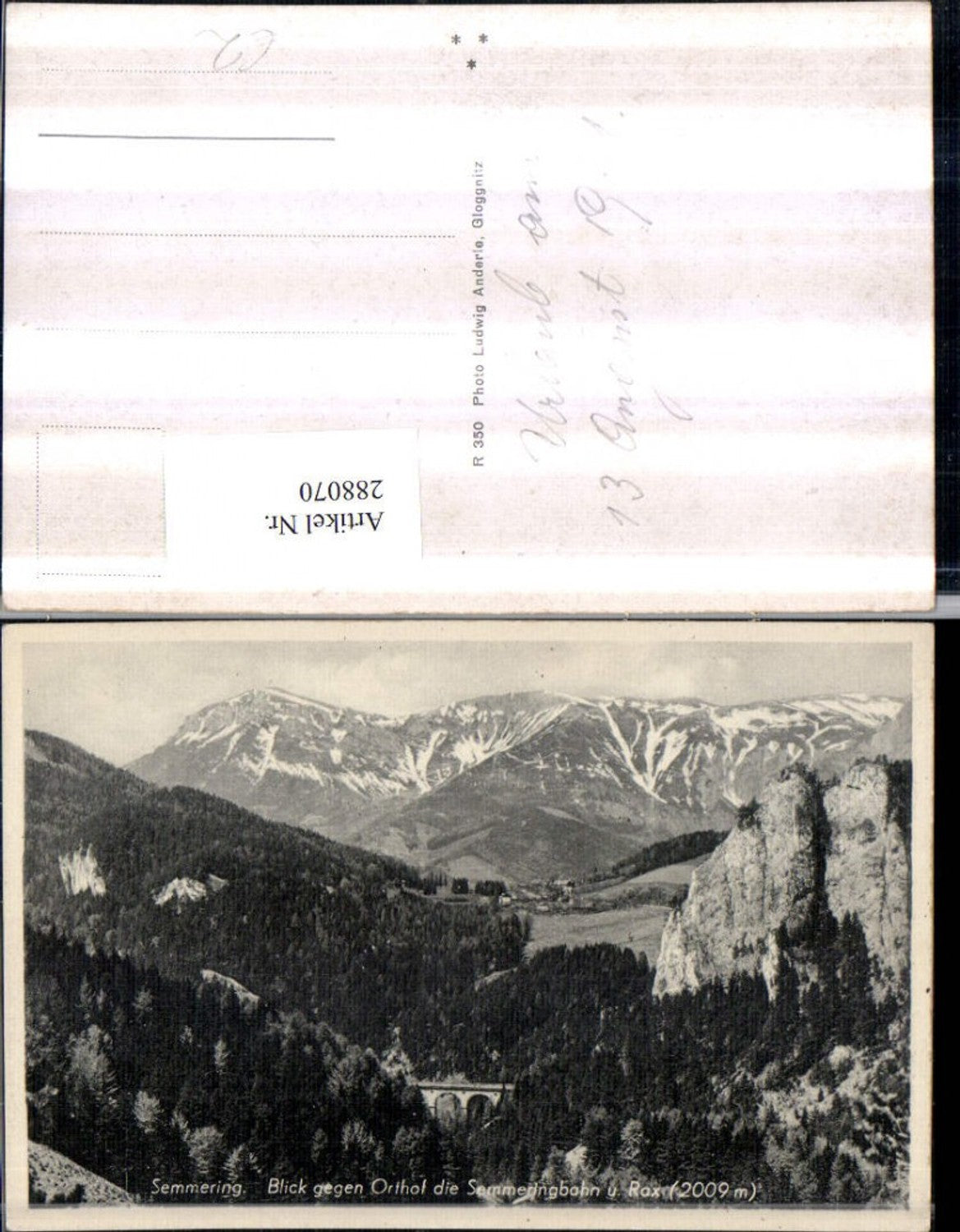 288070,Semmering Viadukt Blick geg. Orthof Semeringbahn u. Rax Bergkulisse