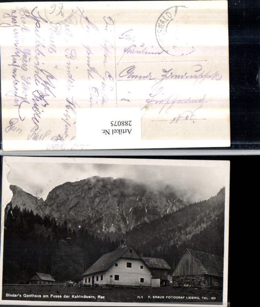 288075,Rax Binders Gasthaus am Fuße der Kahlmäuern b. Nasswald Schwarzau