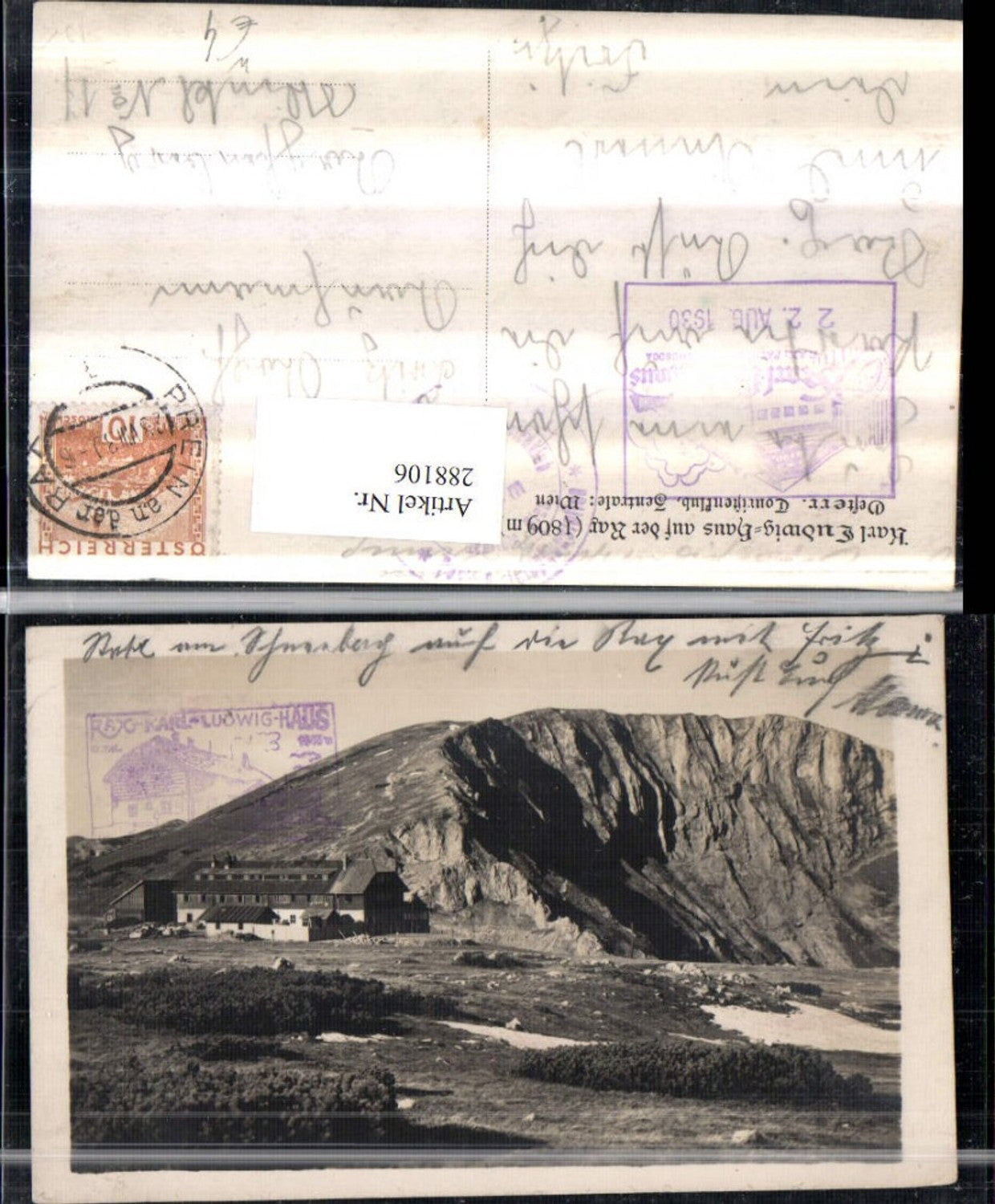 288106,Karl Ludwig-Haus auf d. Rax Berghütte Bergkulisse b. Prein