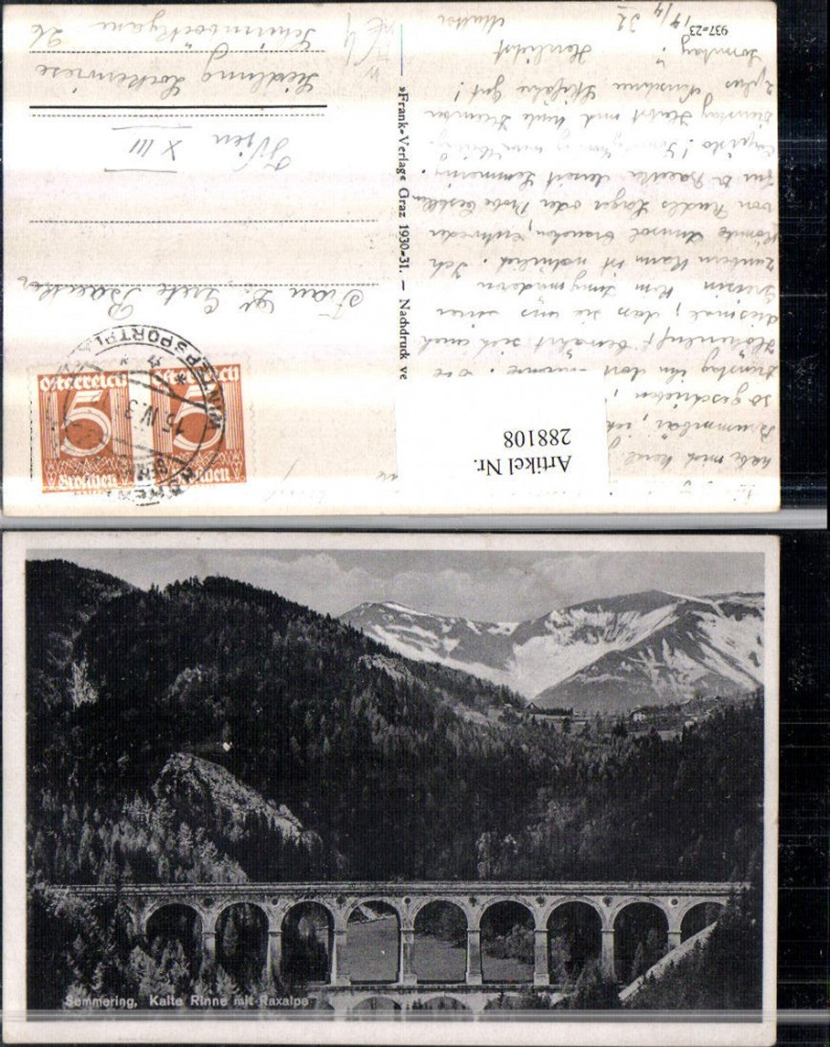 288108,Semmering Semmeringbahn Kalte Rinne Viadukt m. Raxalpe Bergkulisse