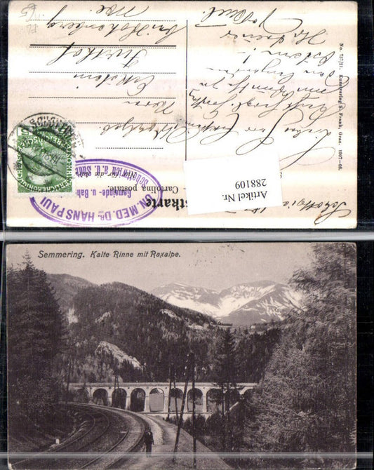 288109,Semmering Semmeringbahn Kalte Rinne Viadukt m. Raxalpe Bergkulisse