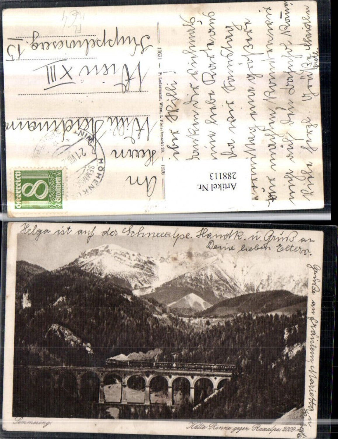 288113,Semmering Semmeringbahn Kalte Rinne Viadukt m. Raxalpe Bergkulisse