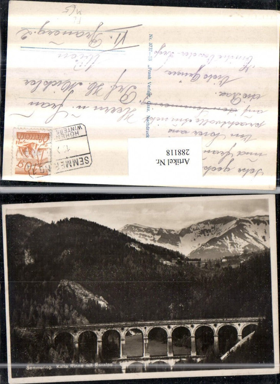 288118,Semmering Semmeringbahn Kalte Rinne Viadukt m. Raxalpe Bergkulisse