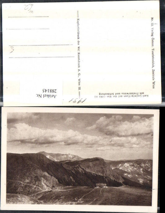 288145,Karl Ludwig-Haus auf d. Rax m. Preinerwand u. Schneeberg Bergkulisse b. Prein