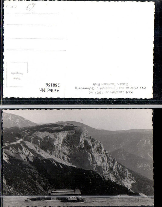 288156,Karl Ludwig-Haus auf d. Rax m. Predigstuhl u. Schneeberg Bergkulisse b. Prein