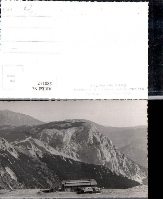 288157,Karl Ludwig-Haus auf d. Rax m. Predigstuhl u. Schneeberg Bergkulisse b. Prein